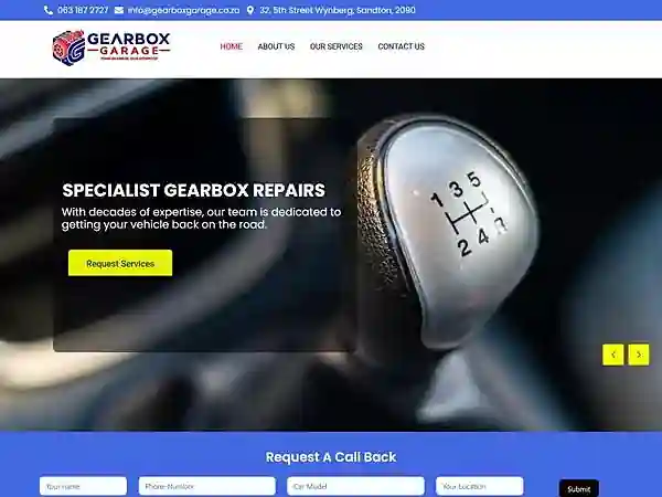 Homepage of the Gearbox Garage website, showing specialist gearbox repairs